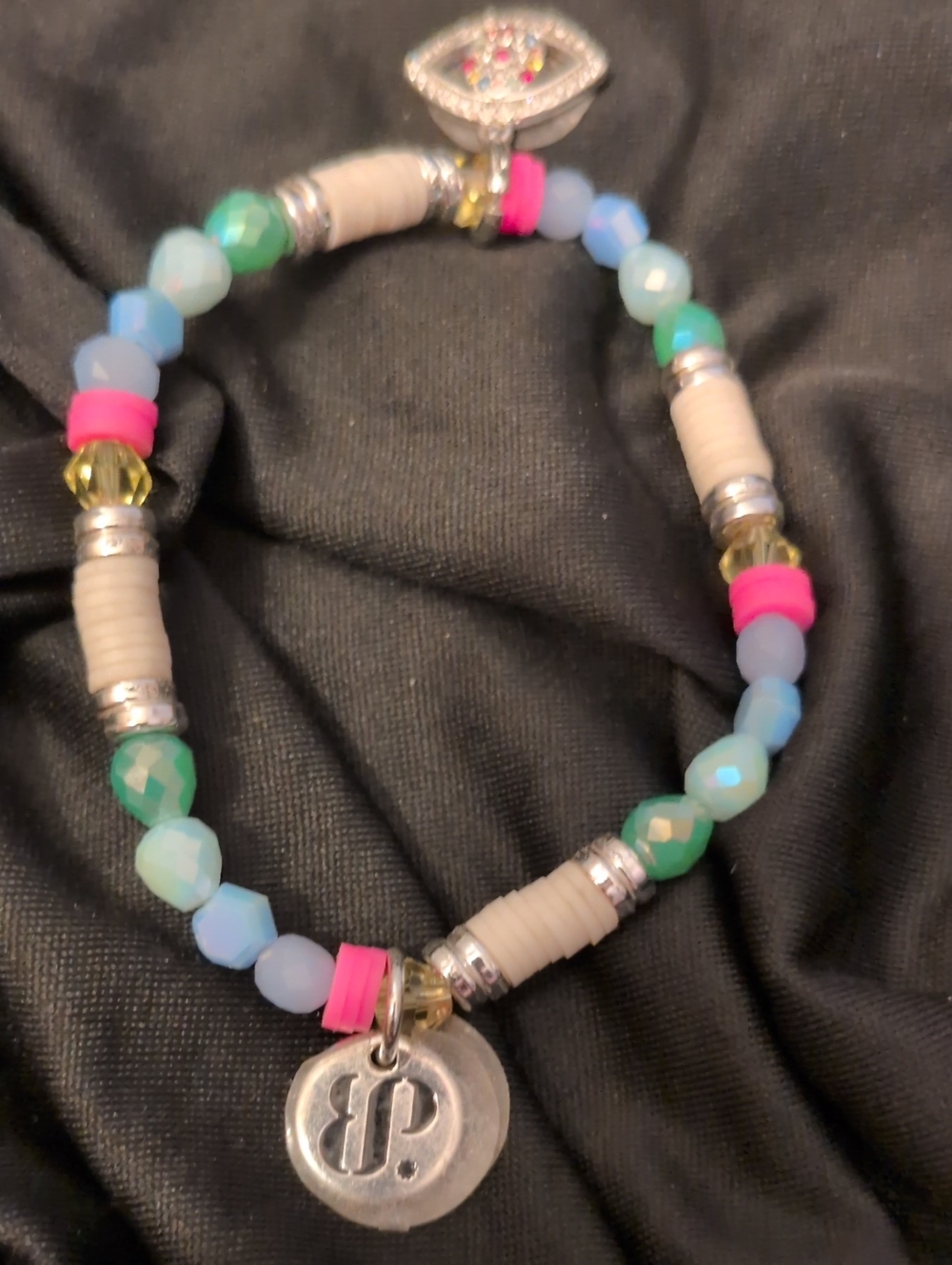 Bomb Party Beaded Pastel Charm Bracelet with Pink Accents